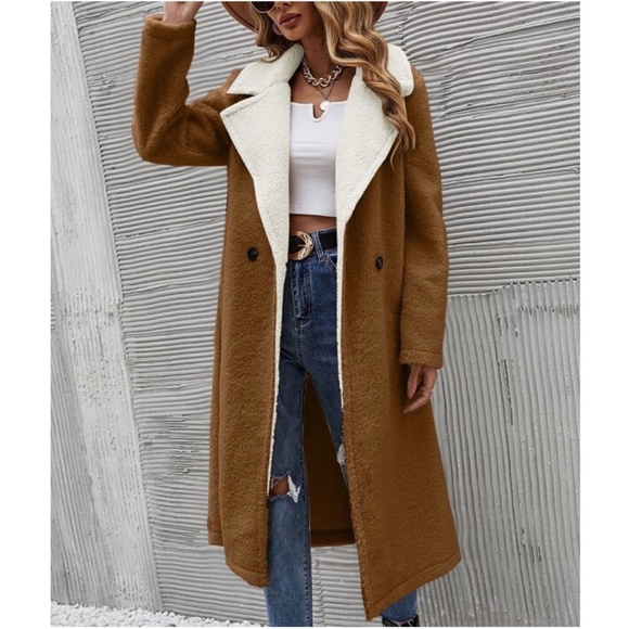 Bellanblue Jackets & Blazers - Cozy Brown Teddy Long Coat Jacket Minimalist
